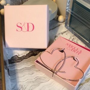 NIB Stella & Dot Heart Hammered Hoops Rose Gold